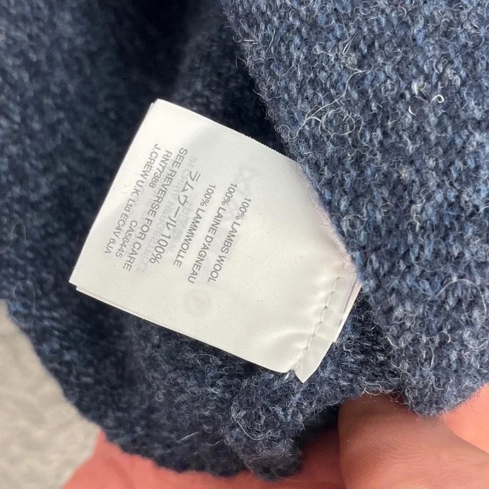 J Crew Men's 100% Lambswool‎ 1/4 Zip Sweater Dark Heather Blue Size M